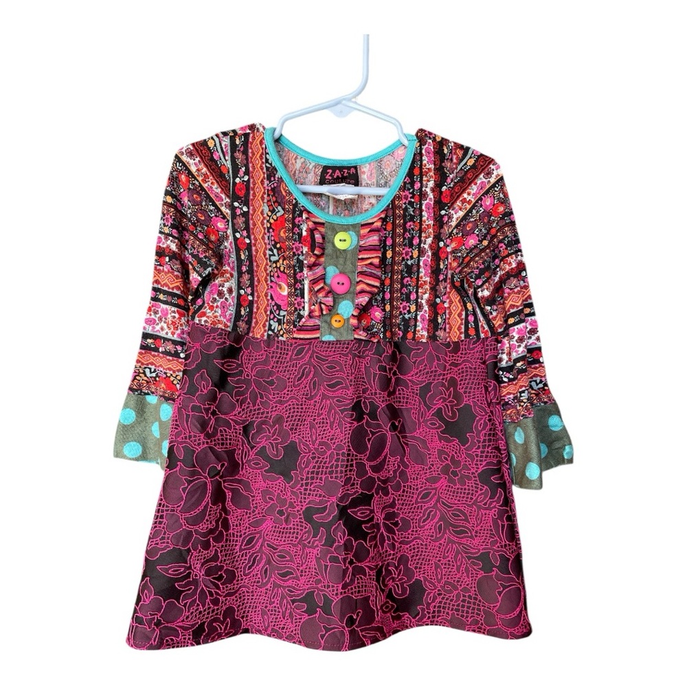 Zaza Couture Vibrant Multicolor Bohemian Dress